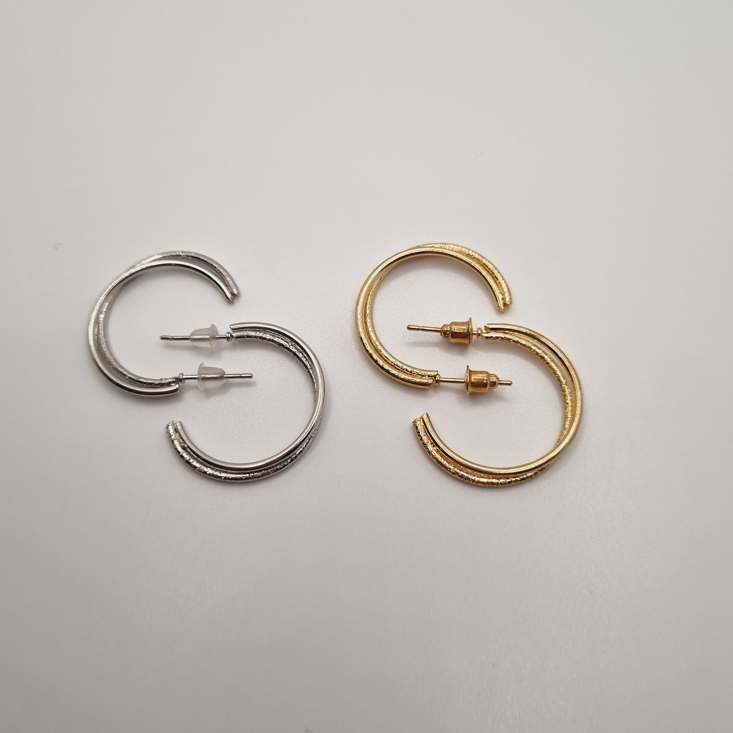 Silver Twist Hoops