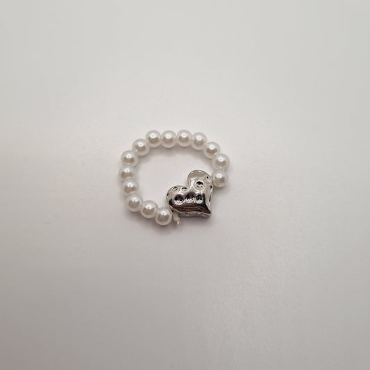Pearl Heart Charm Ring